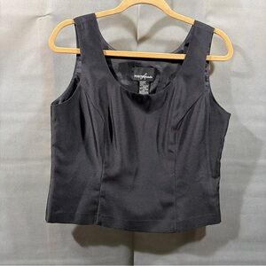 Positive Attitude Sz 12 Lined Shell Black Tank Top Side Zip Y2K